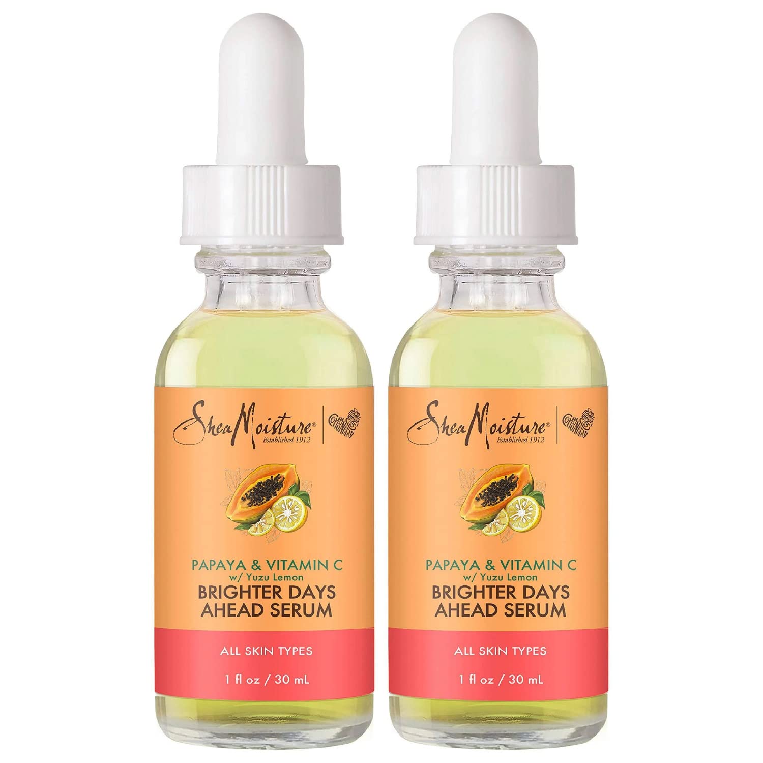 SheaMoisture Papaya Vitamin C Serum bottle with pump for easy daily use.