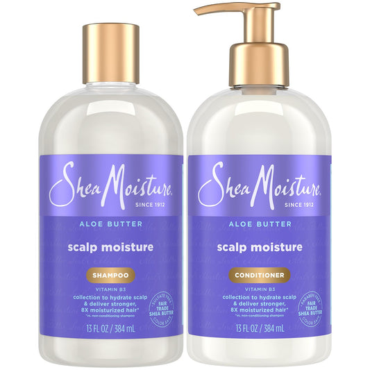 SheaMoisture shampoo bottle showing hydration and cleansing with aloe butter