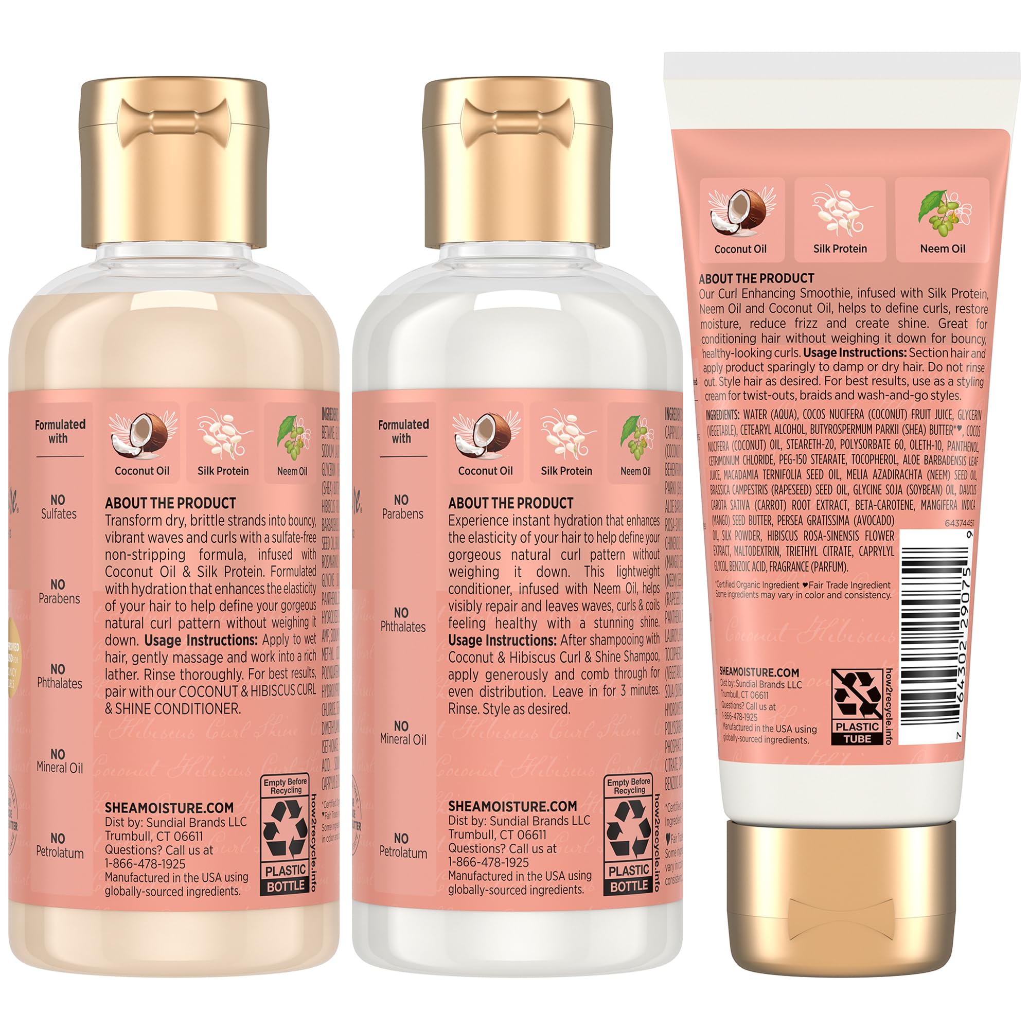 SheaMoisture Coconut & Hibiscus Conditioner travel bottle for detangling and moisture.
