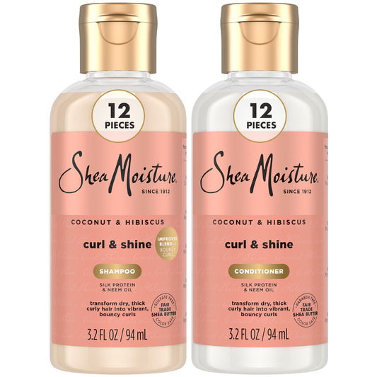 SheaMoisture travel shampoo and conditioner packaging highlights on-the-go hydration