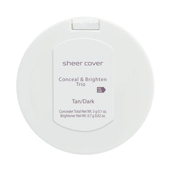 Sheer Cover Studio Conceal & Brighten Trio highlighter highlights cheekbones for luminous definition.
