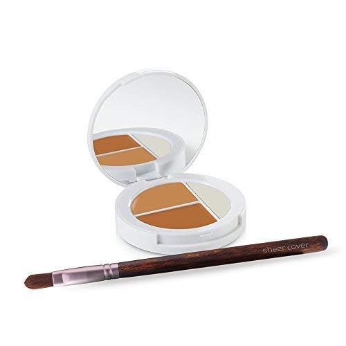 Sheer Cover Studio Conceal & Brighten Trio tan-dark concealers provide a customizable skin tone match.