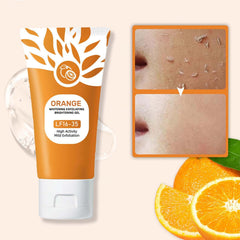 Close-up of gel texture highlighting gentle exfoliation with citrus enzymes.