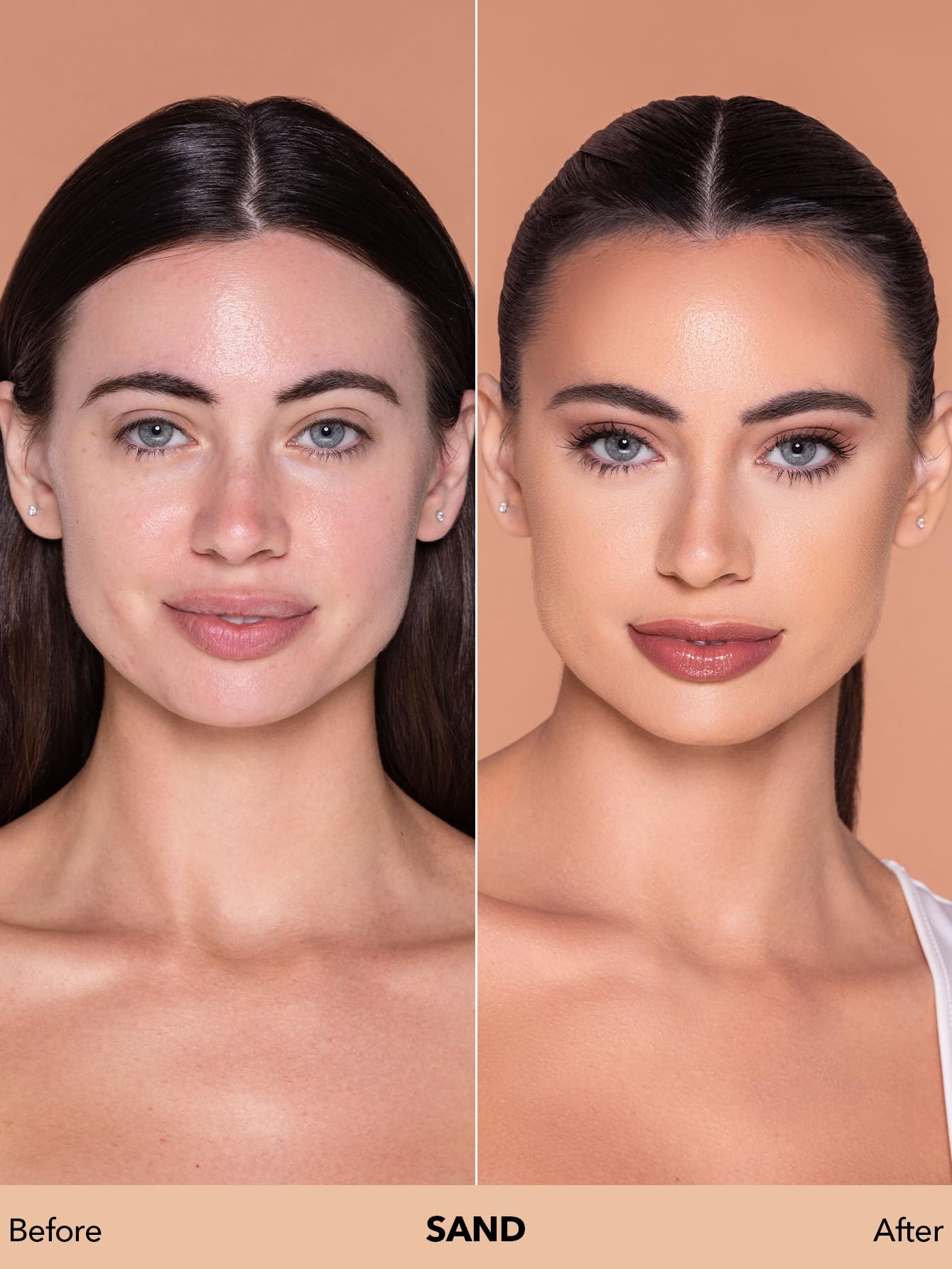 Dispensing pump of SHEGLAM Sand foundation for controlled, mess-free application.