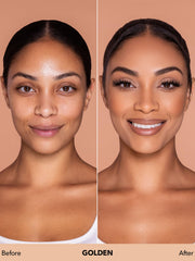 SHEGLAM foundation swatch in Golden on arm shows buildable coverage.