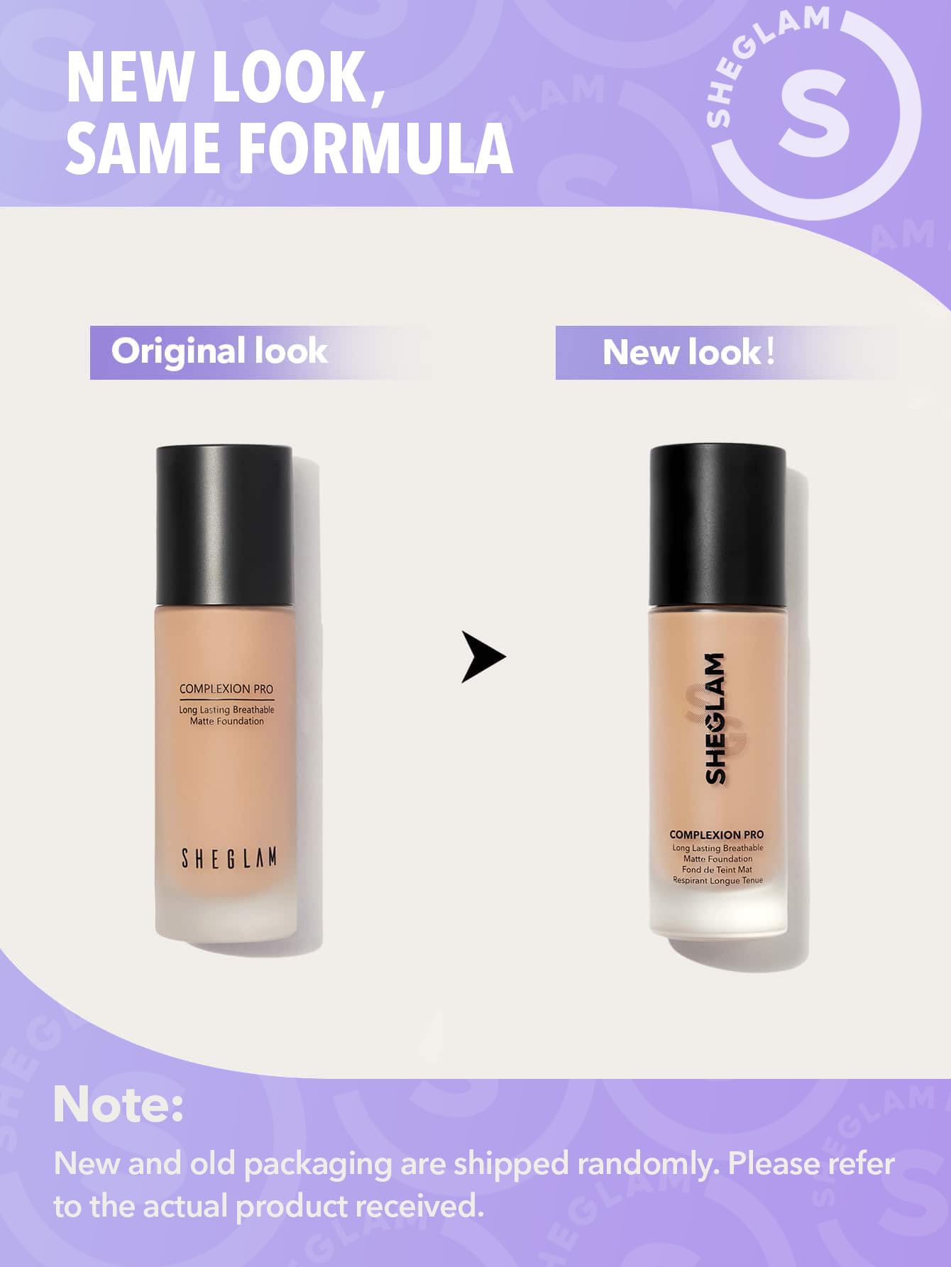 SHEGLAM foundation bottle and pump shown for easy daily routine.