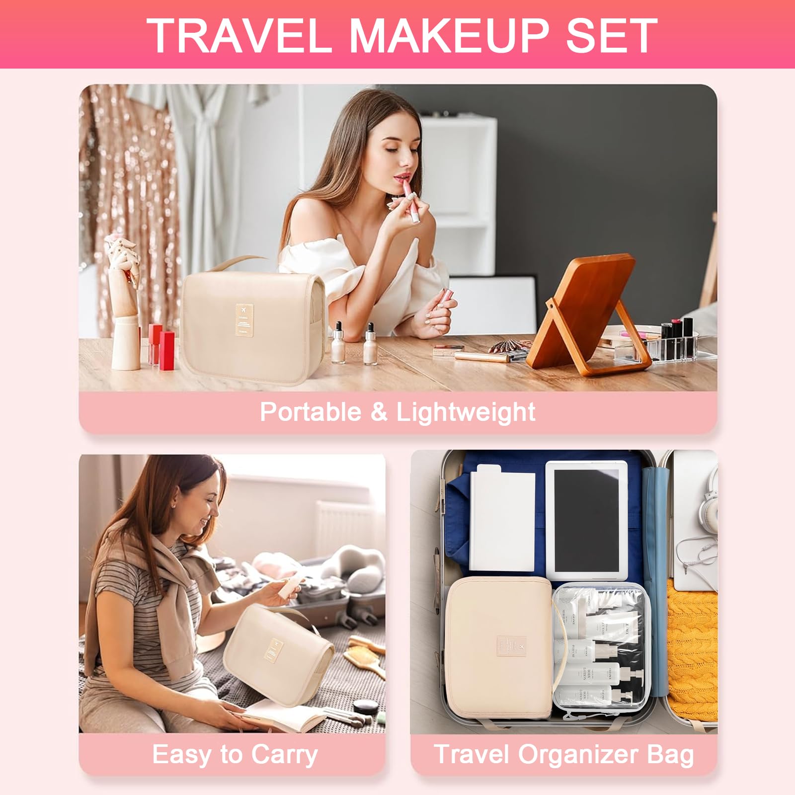 SHELAKIN cosmetic bag keeps makeup tools organized during travel