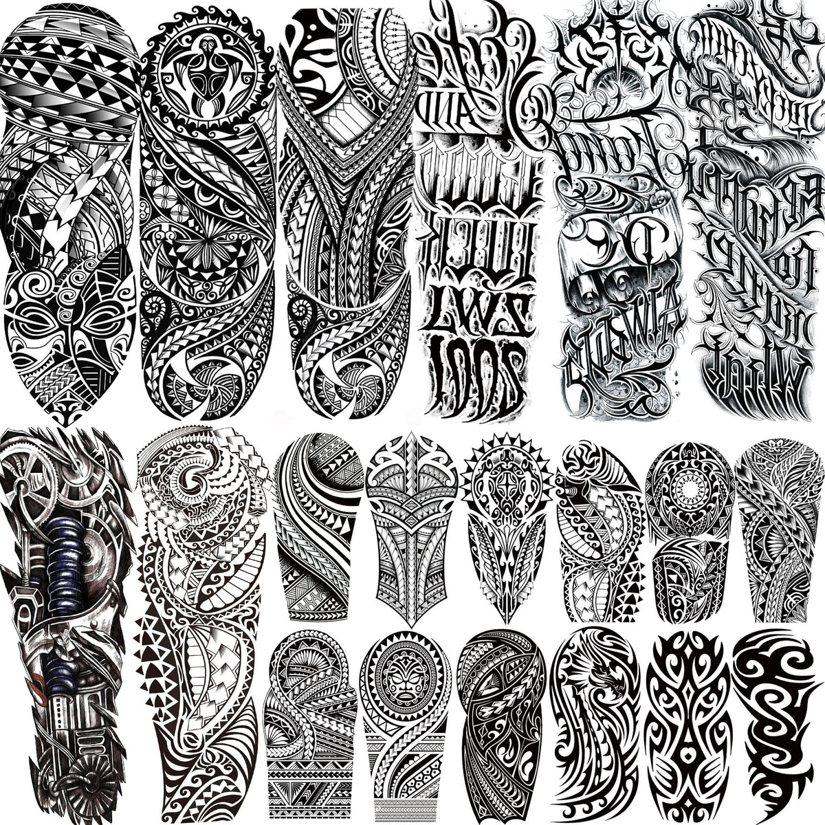 SHELYEXIEN 20-sheets full-arm tattoo set for bold designs and long wear