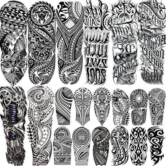 SHELYEXIEN 20-sheets full-arm tattoo set for bold designs and long wear