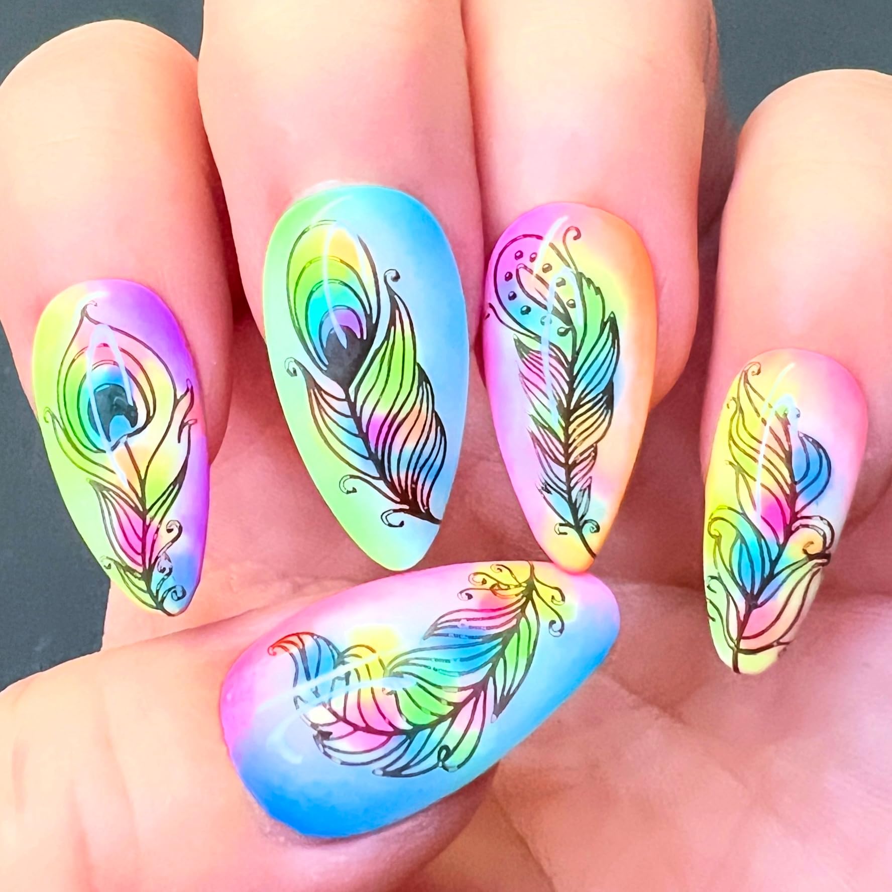 SheModern stamping artist uses sticky polish for delicate lines and precise details.