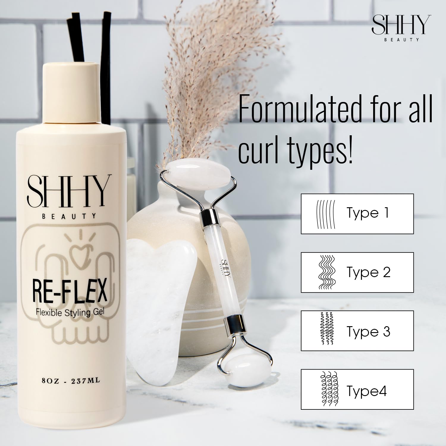 SHHY BEAUTY RE-FLEX long-lasting hold maintains curl definition through daily activities.