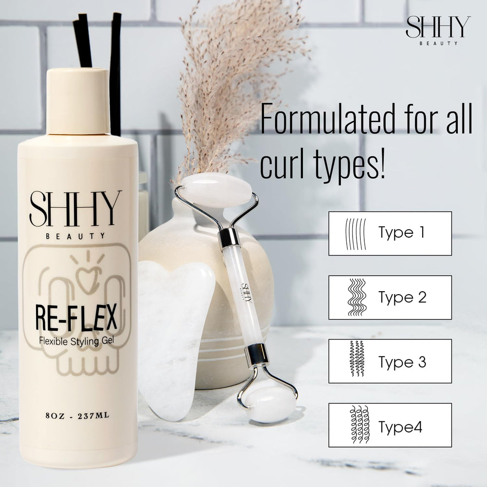 SHHY BEAUTY RE-FLEX long-lasting hold maintains curl definition through daily activities.