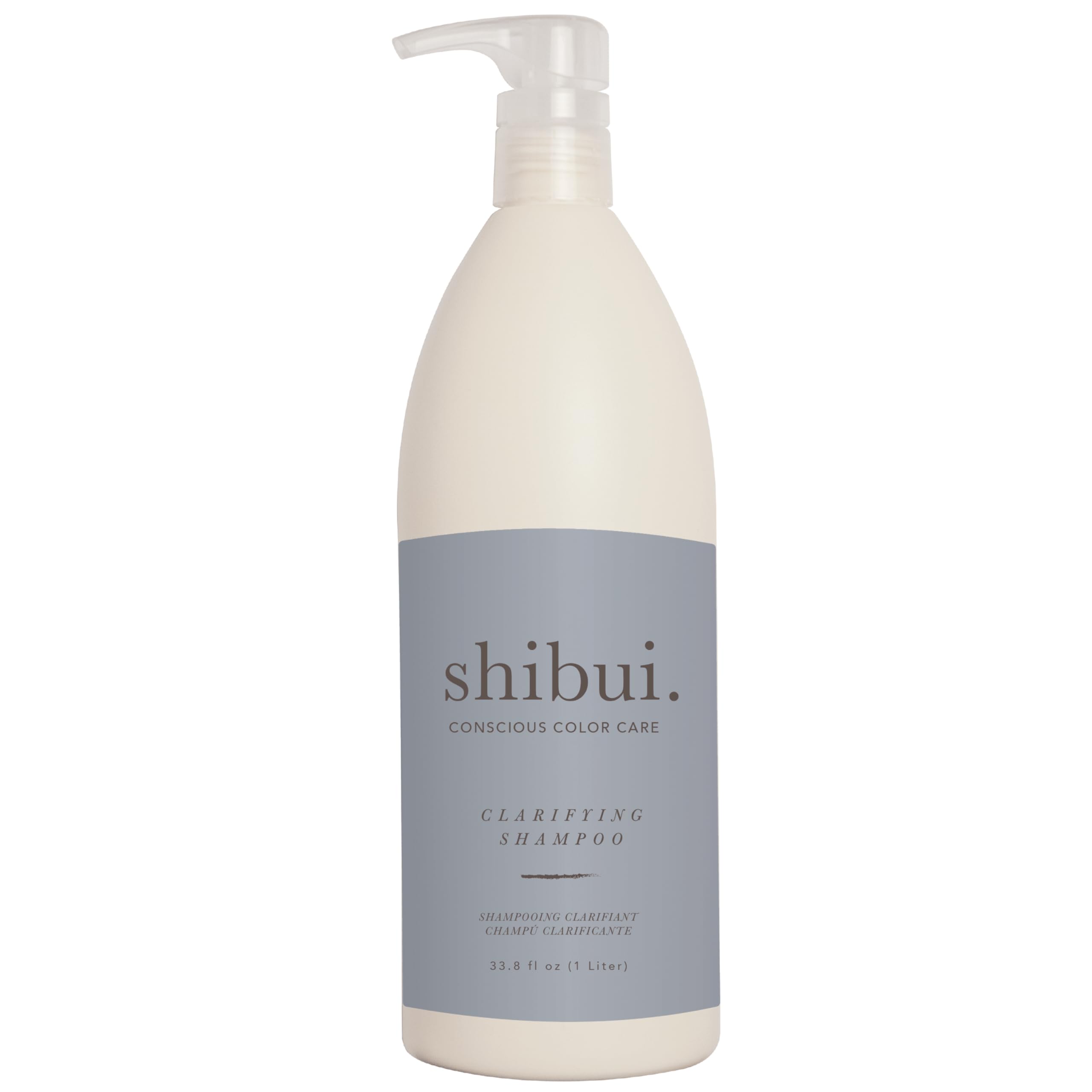 SHIBUI Clarifying Shampoo bottle on shelf demonstrates deep cleansing.