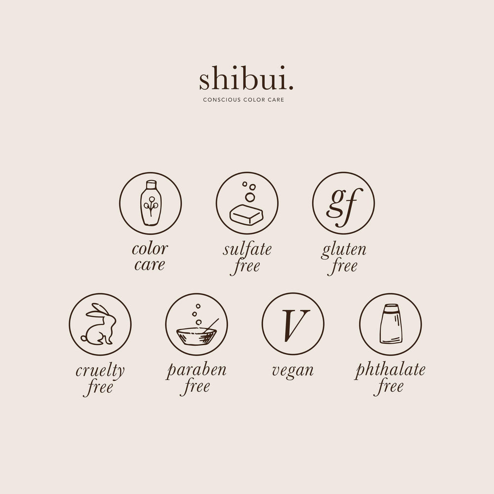 SHIBUI Clarifying Shampoo color-care complex graphic implies color-safe cleansing