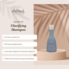 SHIBUI Clarifying Shampoo lather closeup hints thorough cleansing and vitality