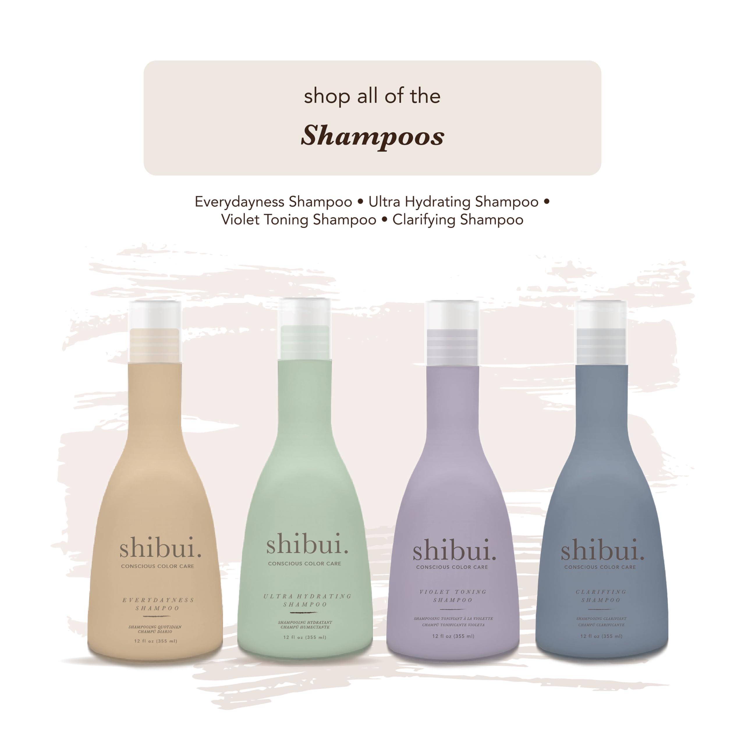 SHIBUI Clarifying Shampoo pump close-up emphasizes clean, sustainable formula.