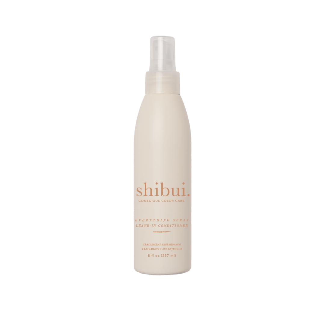 SHIBUI Everything Spray bottle closeup — color-safe, lightweight leave-in care.