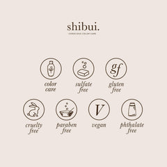 SHIBUI Ultra Hydrating Shampoo ingredients Core 4 protect color using vegan peptides and oils.