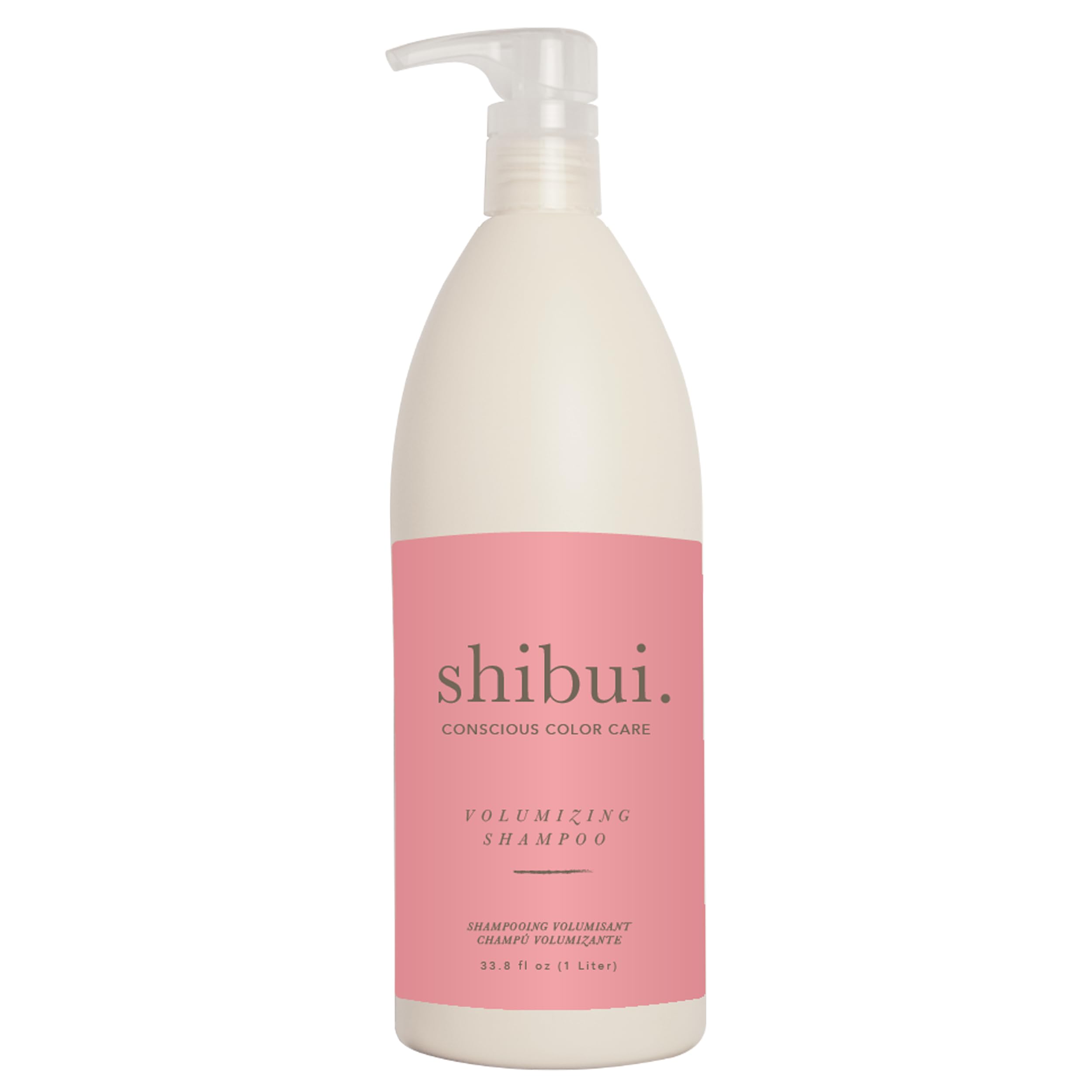 SHIBUI Volumizing Shampoo bottle front showing lightweight moisture for fuller-looking hair.