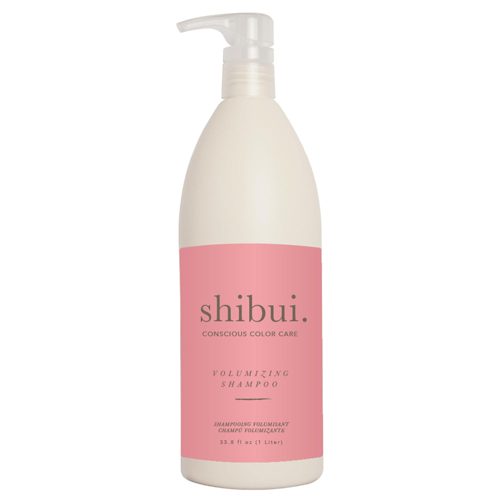 SHIBUI Volumizing Shampoo bottle front showing lightweight moisture for fuller-looking hair.