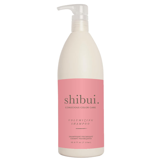 SHIBUI Volumizing Shampoo bottle front showing lightweight moisture for fuller-looking hair.