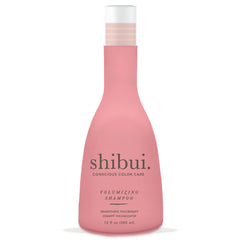 SHIBUI Volumizing Shampoo bottle highlighting spirulina and cucumber extract for lightweight lift.