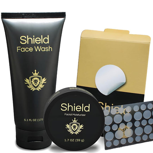 Shield Acne System face wash bottle cleanses skin for a refreshed start in your routine