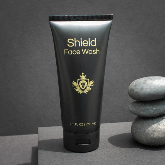 Shield face wash packaging showing unscented formula ideal for sensitive skin