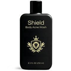 Shield Men’s Acne Body Wash bottle close-up for a fragrance-free, clarifying cleanse.