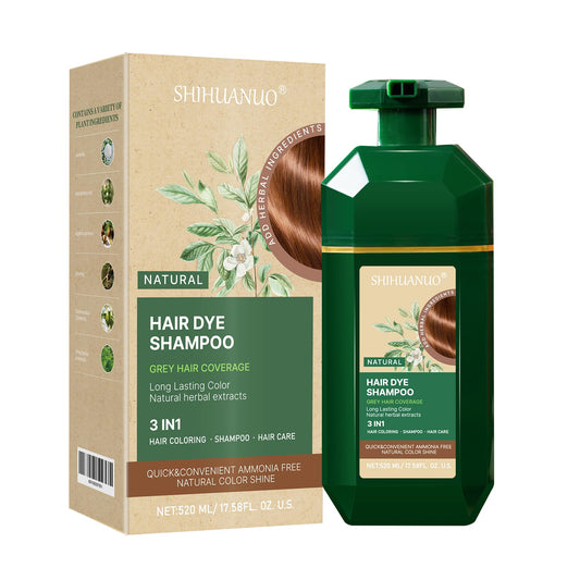 SHIHUANUO dark brown hair dye shampoo bottle ready for at home color use