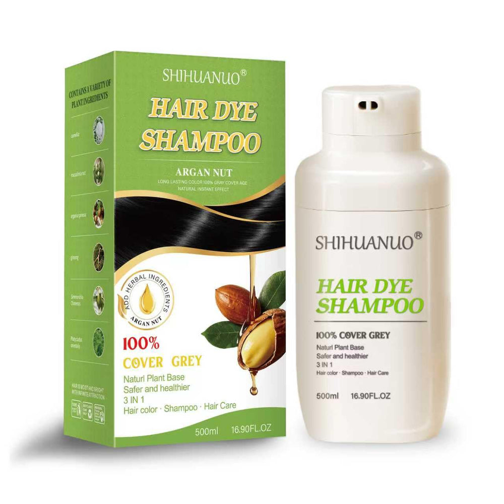 SHIHUANUO bottle front view highlighting gray hair coverage.