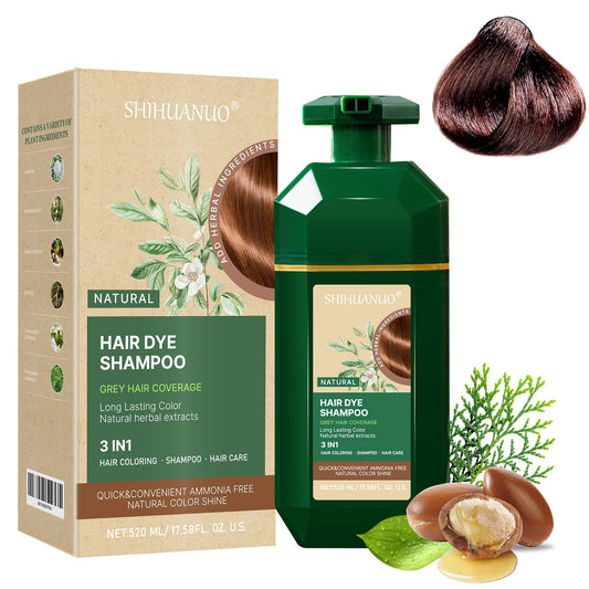 SHIHUANUO Hair Dye Shampoo application shows even gray coverage