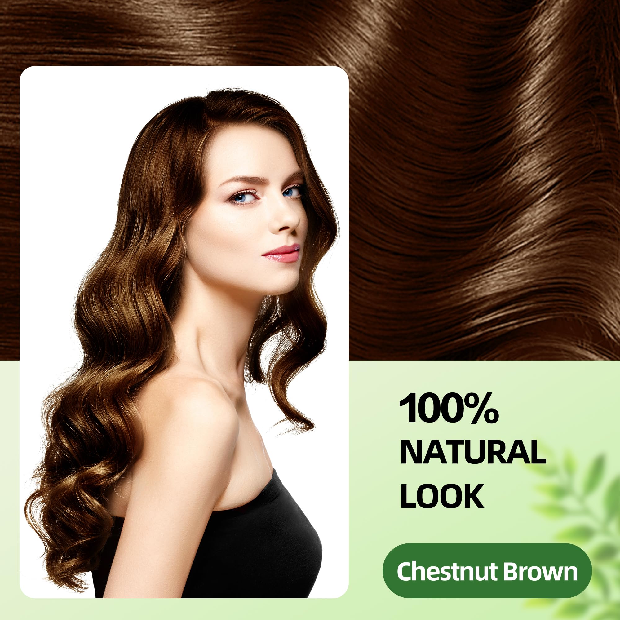 SHIHUANUO chestnut brown shade swatch on hair, durable color.