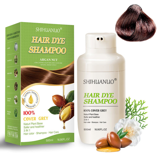 SHIHUANUO Hair Dye Shampoo Chestnut Brown colors gray hair while nourishing strands