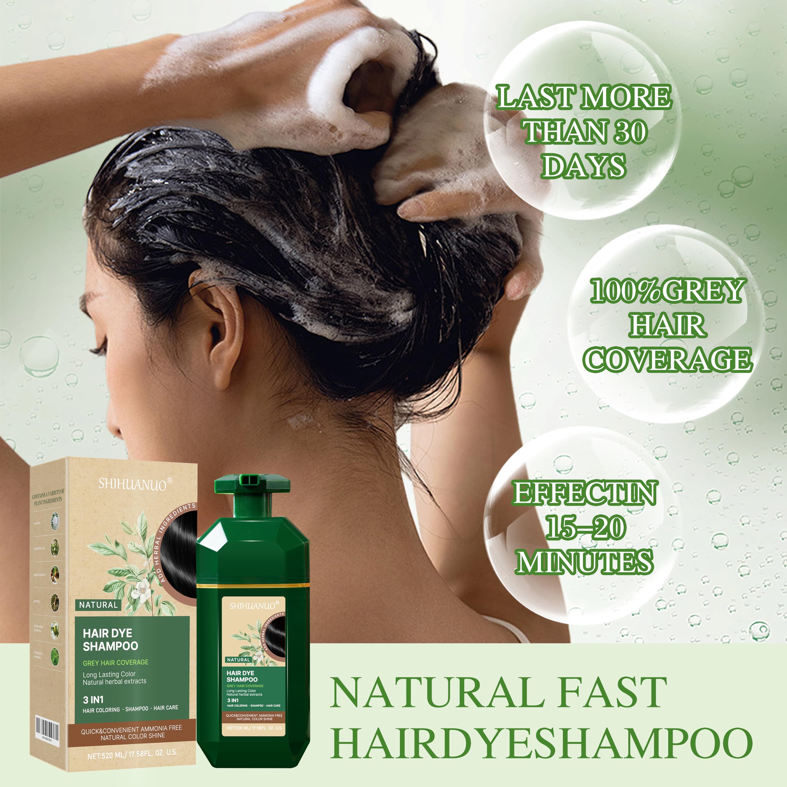 SHIHUANUO wine-red hair dye shampoo herbal ingredients visible on label