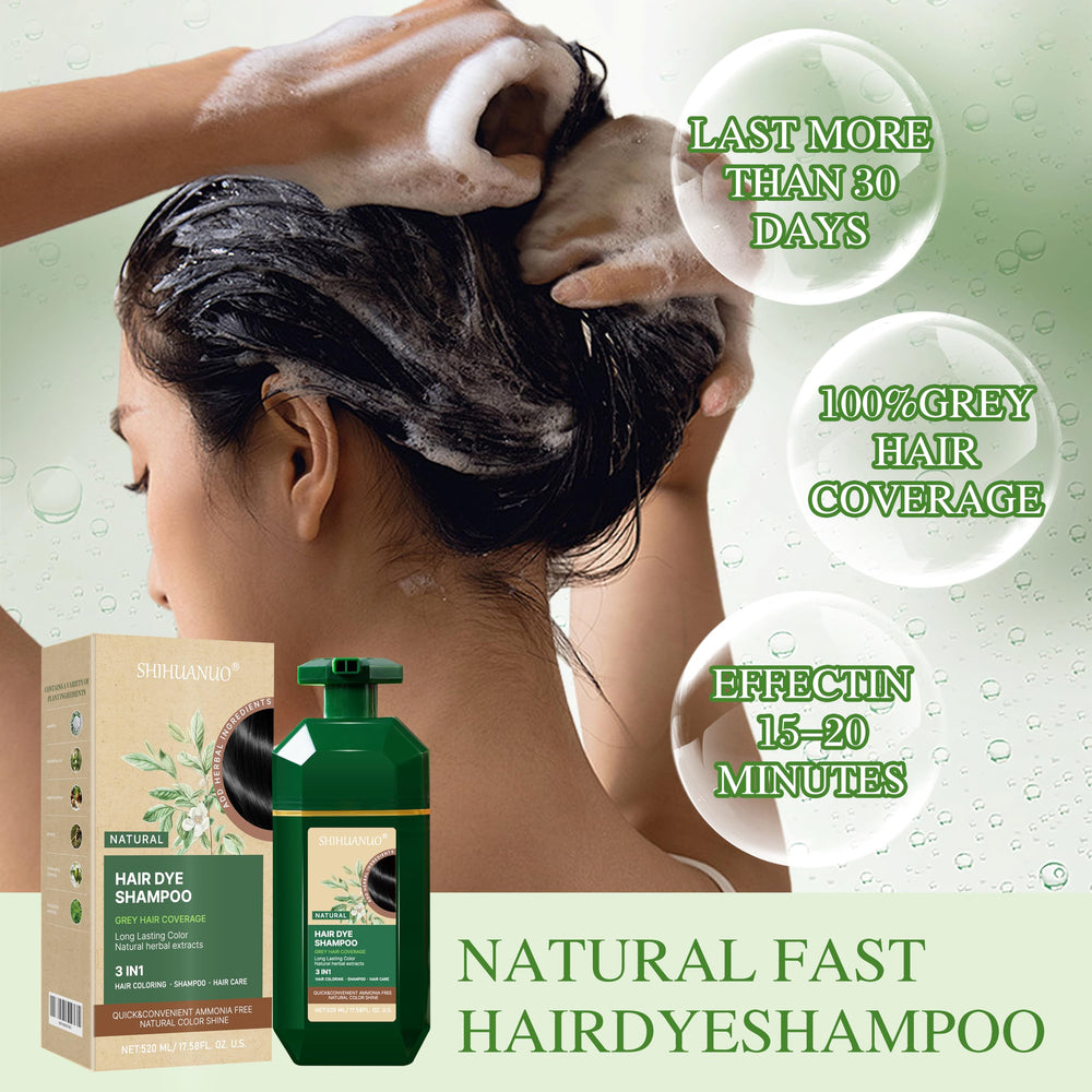 SHIHUANUO wine-red hair dye shampoo herbal ingredients visible on label