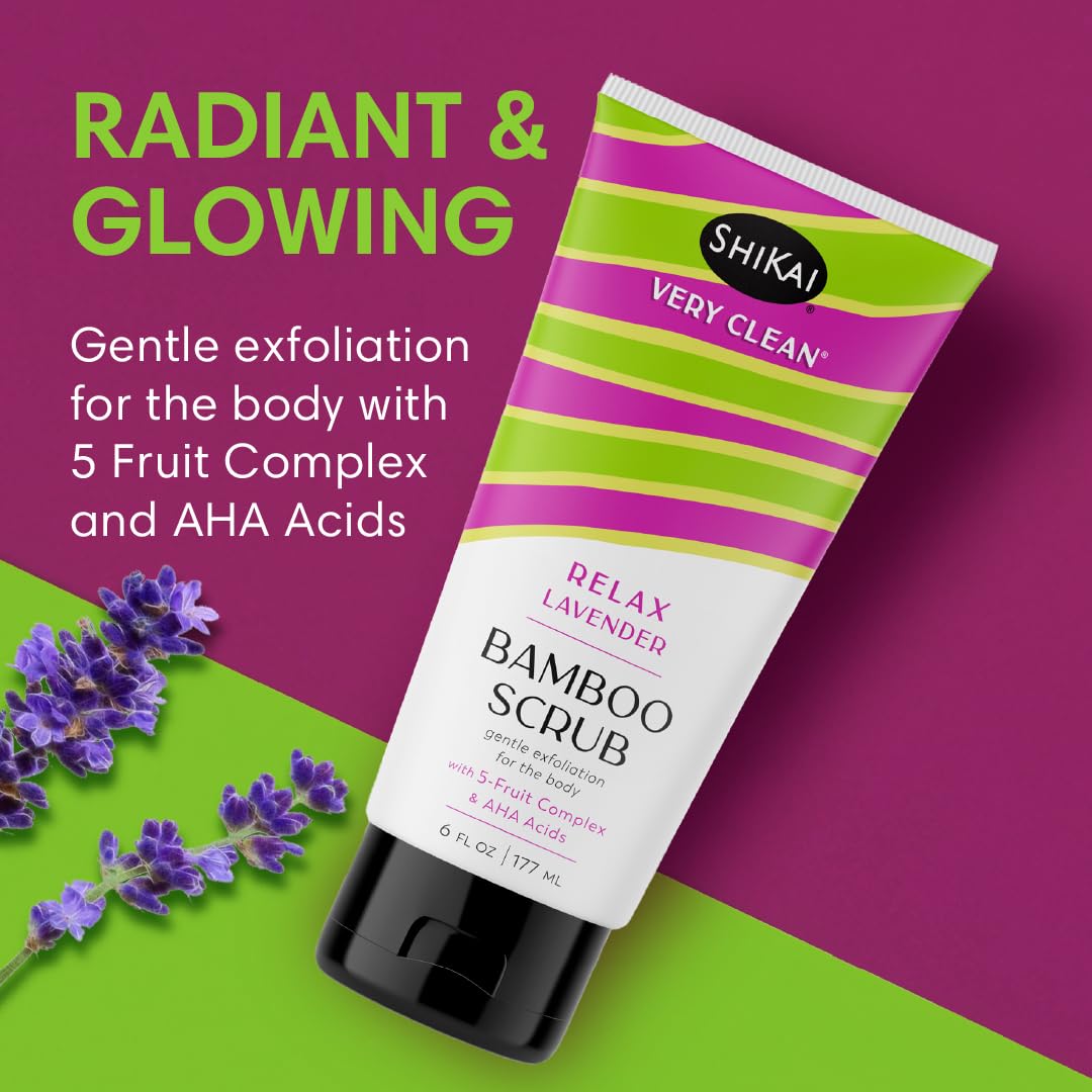 ShiKai bamboo scrub texture highlights gentle exfoliation for radiant skin.