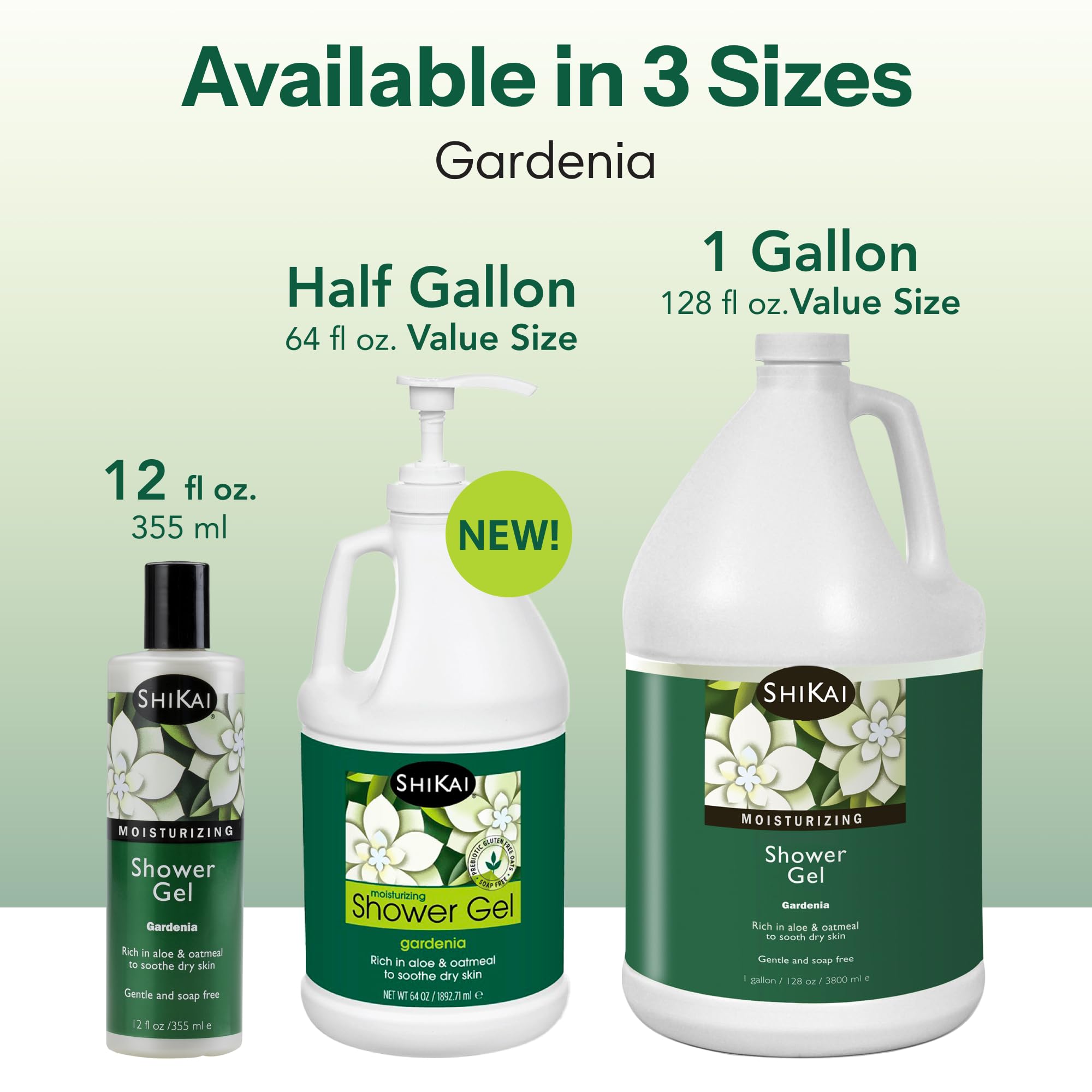 ShiKai Gardenia ingredients highlight aloe vera and oatmeal without harsh soap