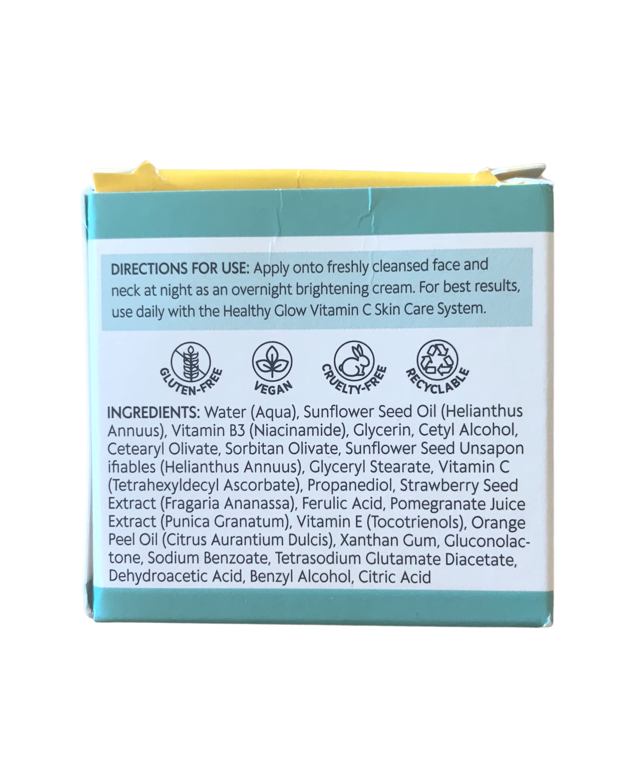ShiKai Healthy Glow Night Cream bottle shows premium antioxidant formula for brightness.