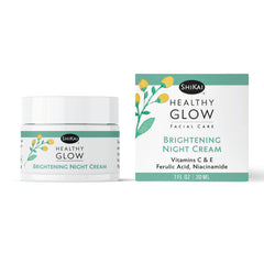 ShiKai Healthy Glow Night Cream ingredients label highlights vitamin C and antioxidants.