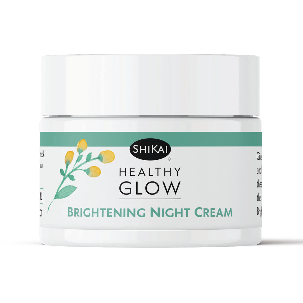 ShiKai Healthy Glow Night Cream jar demonstrates overnight hydration for radiant skin.
