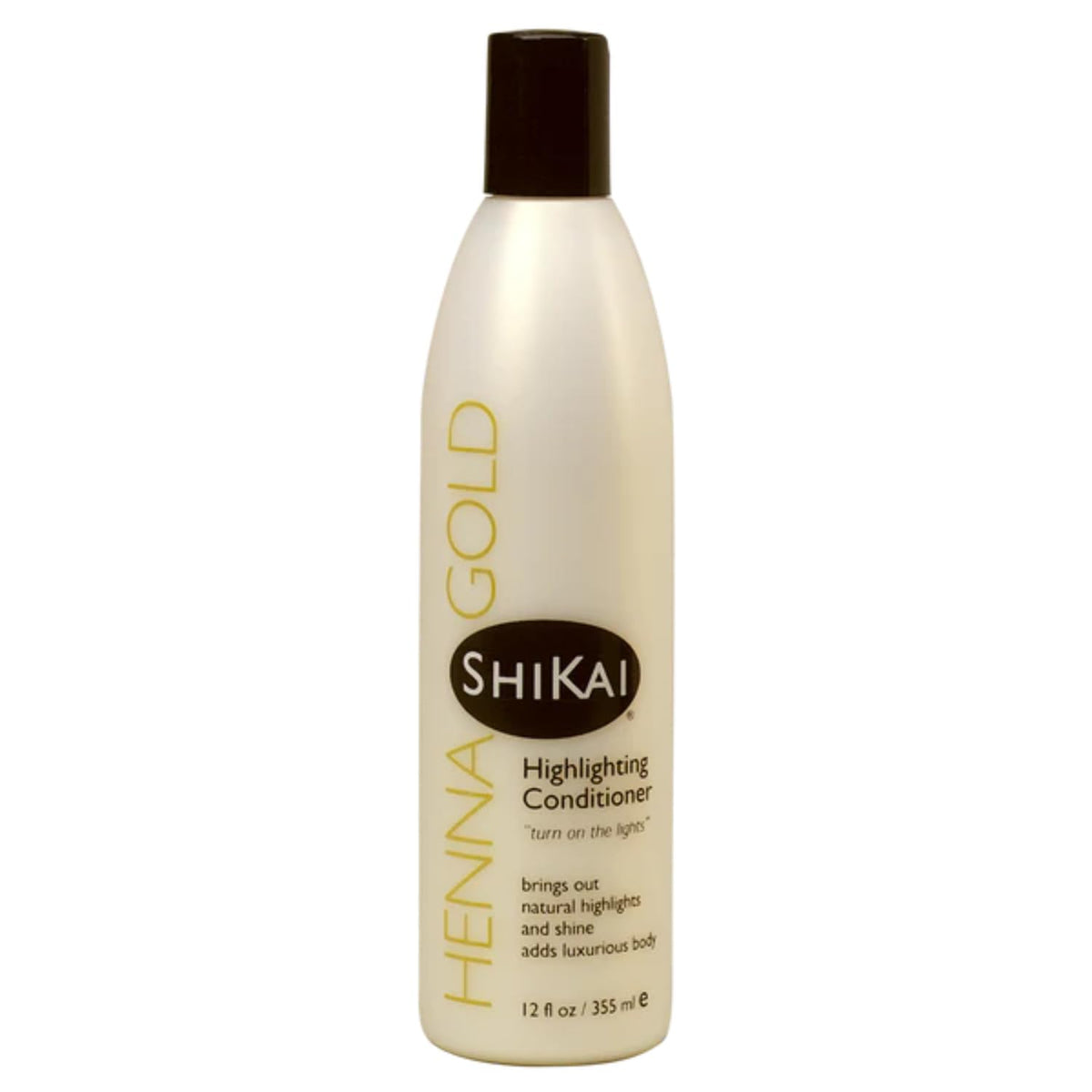 ShiKai Henna Gold highlighting conditioner bottle enhances natural sun-kissed highlights.