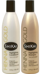 ShiKai Henna Gold Highlighting Shampoo bottle highlighting natural shine and color-safe formula
