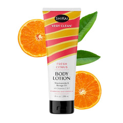 ShiKai Very Clean Body Lotion bottle with fresh citrus label for hydration