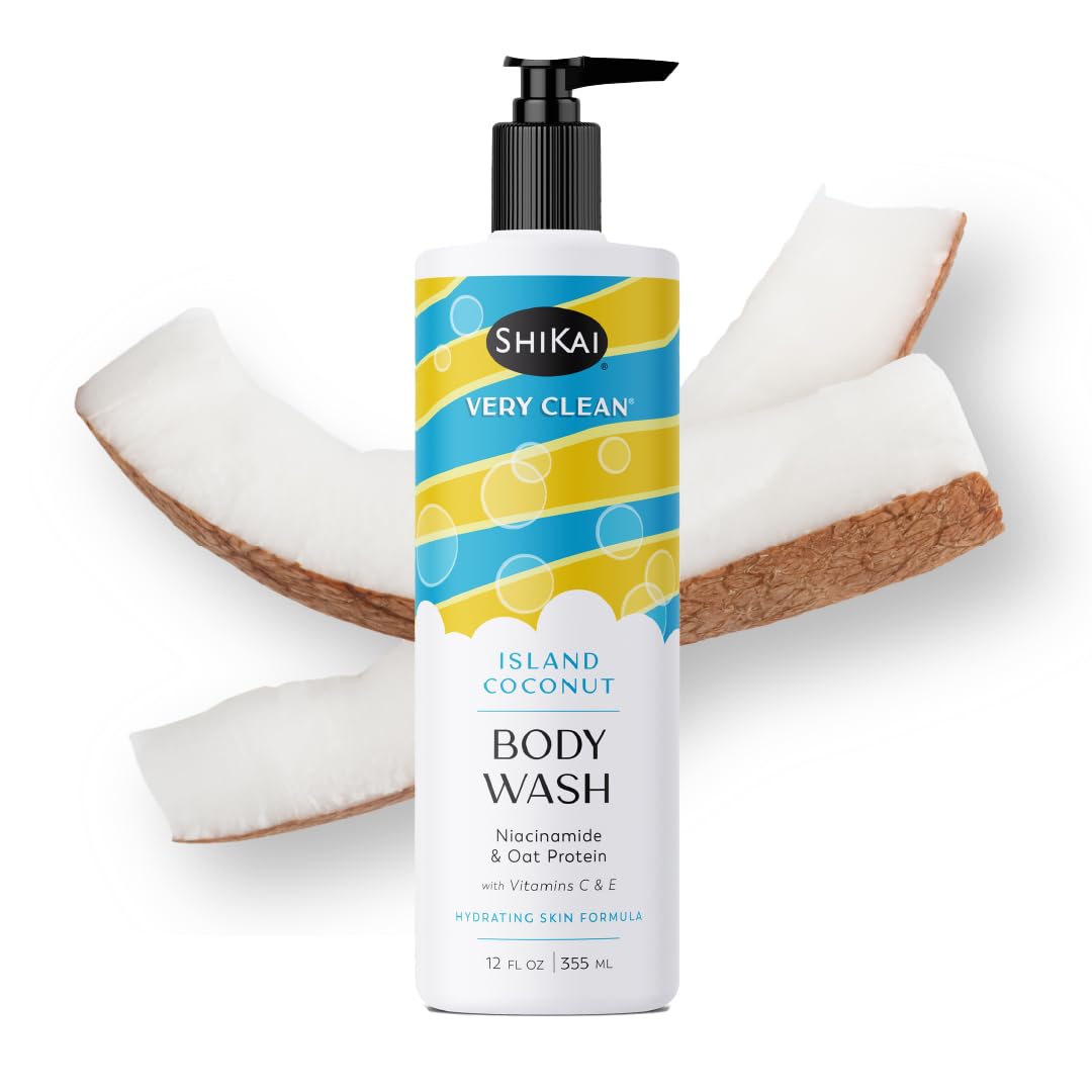 ShiKai Very Clean Island Coconut bottle showing hydrating cleanse formula.