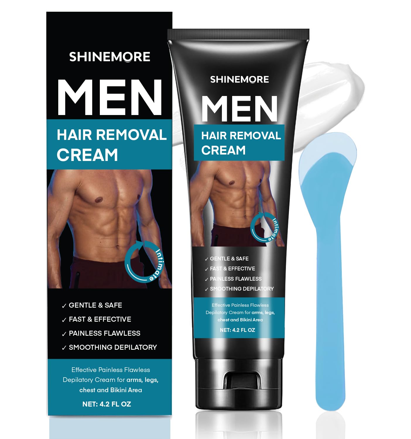 ShineMore intimate hair removal cream applied for painless depilation