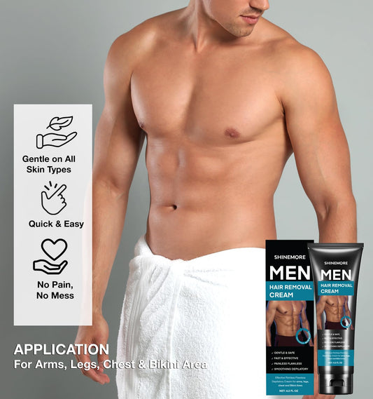 ShineMore intimate hair removal cream arm application demonstrates quick use.