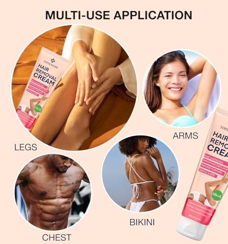 ShineMore depilatory cream application demonstrates gentle use on sensitive bikini areas.