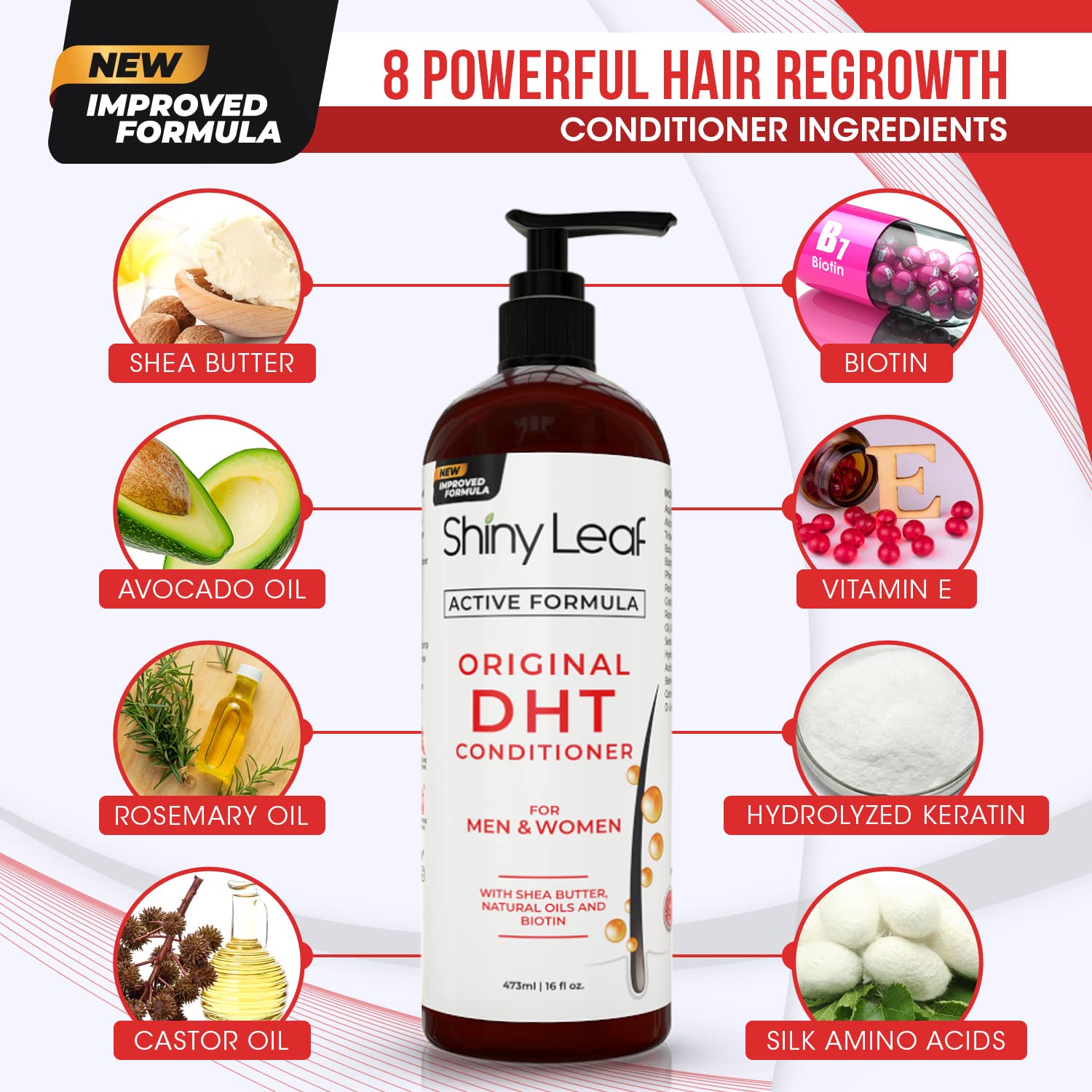 Shiny Leaf asparagus extract bottle, plant-based support for hair vitality.
