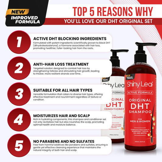 Shiny Leaf DHT Blocker Conditioner tube, smooth and nourishes thinning hair.